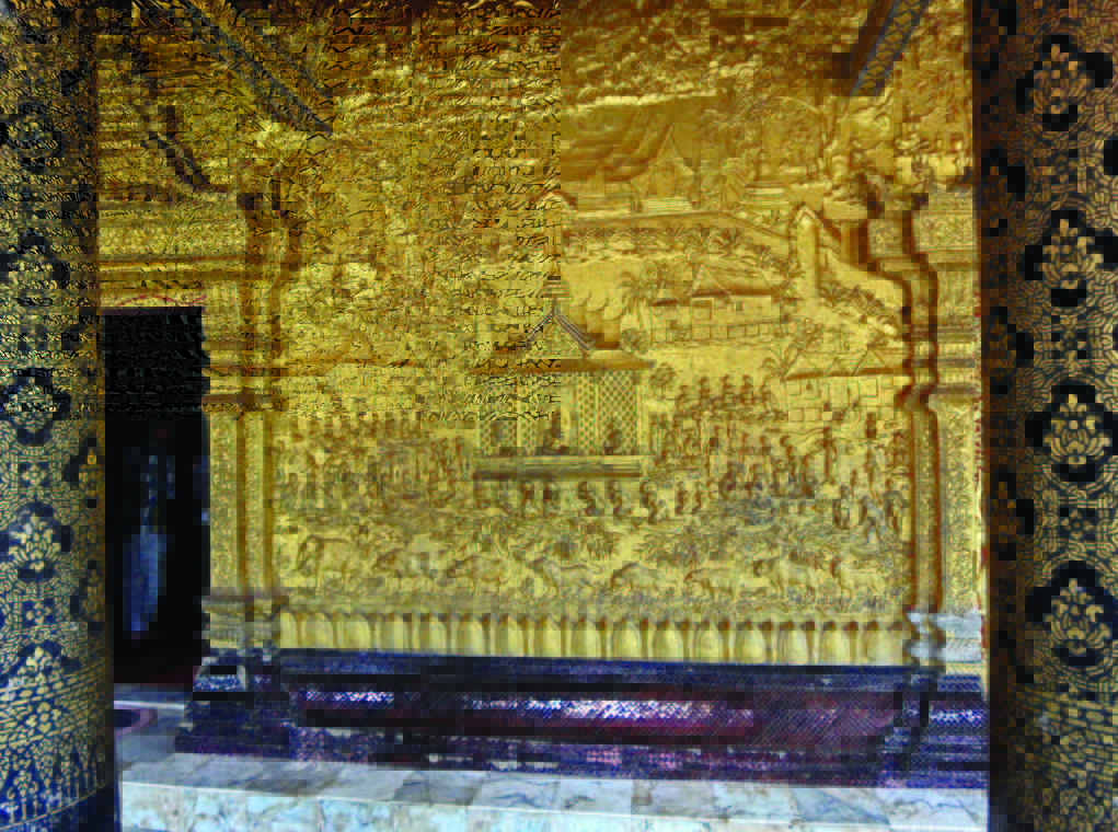 Decorazioni dorate del Way May a Luang Prabang